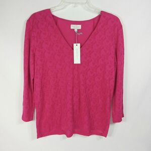 LUCKY BRAND Pink Lace V-Neck Top Womens Size Medium NWT